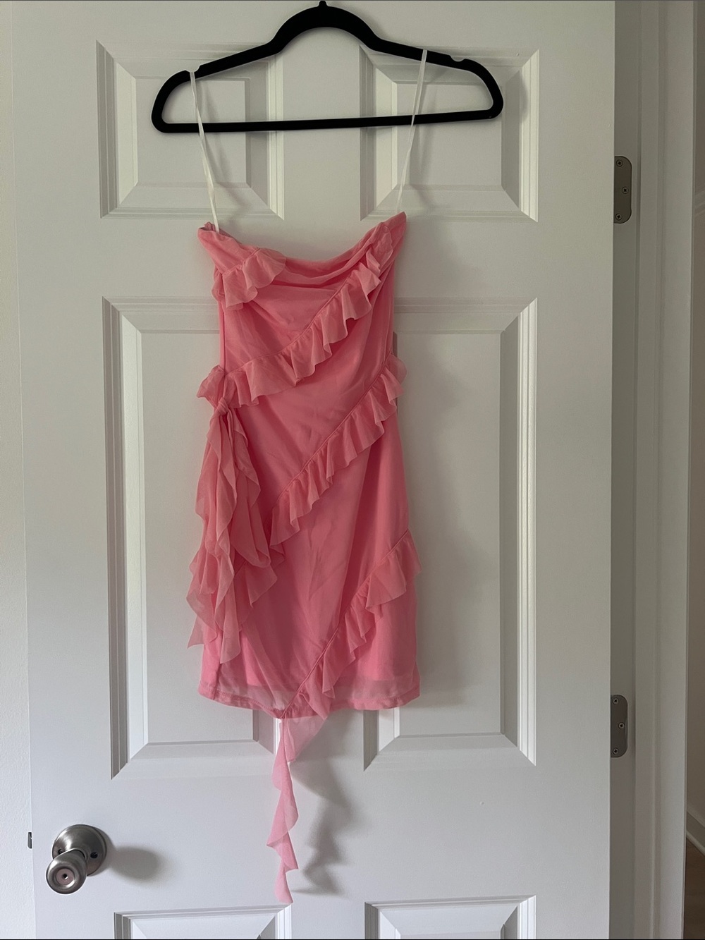 Bubblegum Pink Ruffle Mini Dress by Burana's Fashion